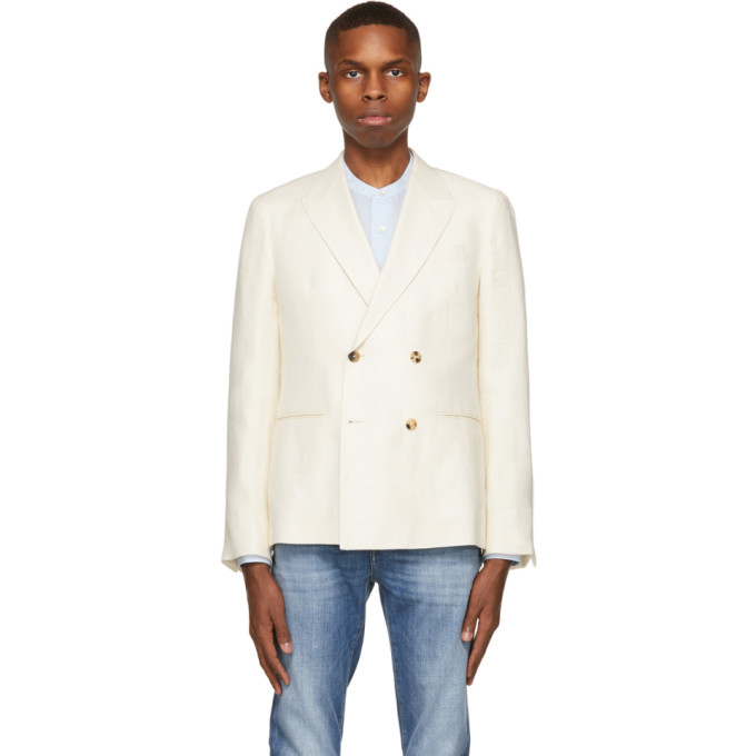 Z Zegna Off-White Linen and Wool Blazer