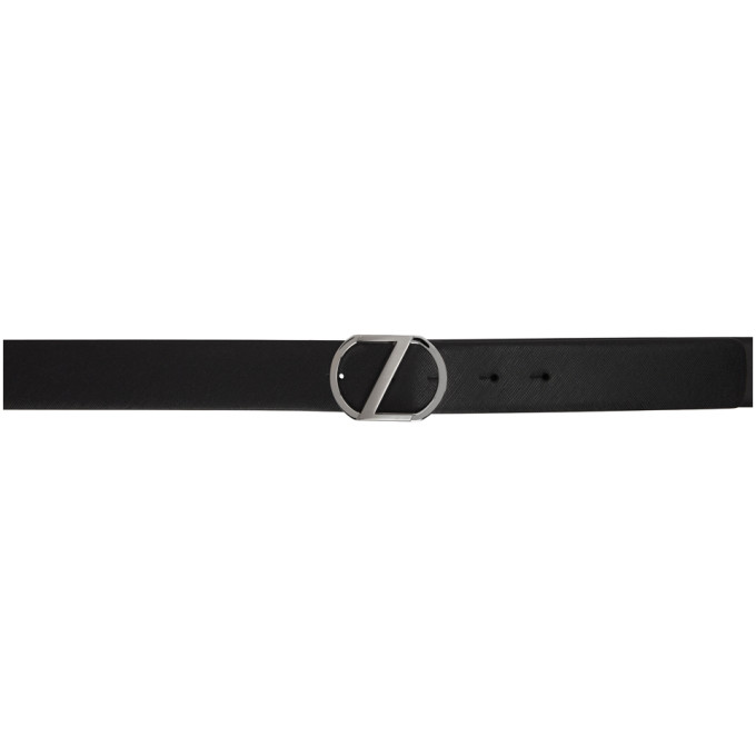 Ermenegildo Zegna Black Logo Belt In Ner Black