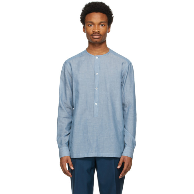 Ermenegildo Zegna Blue Band Collar Shirt