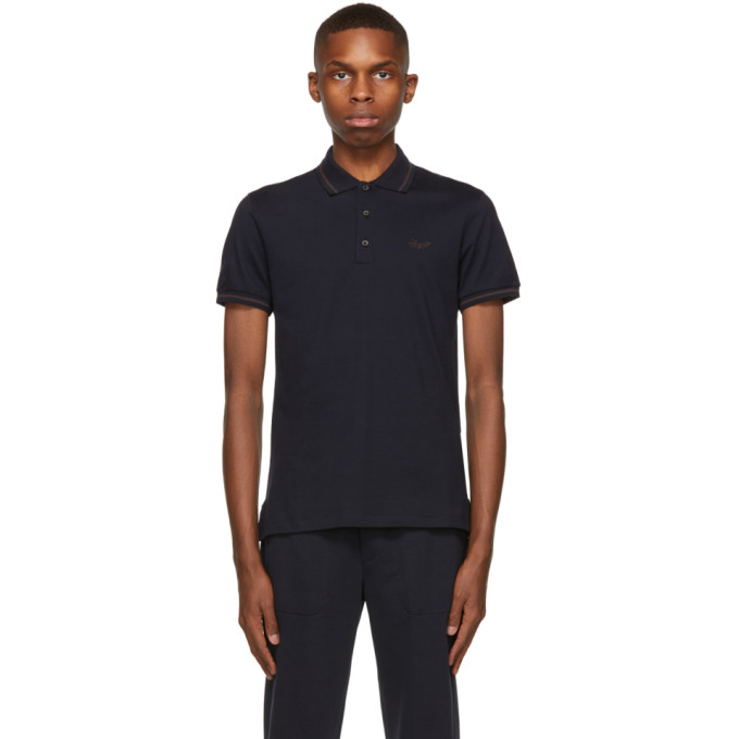 Ermenegildo Zegna Navy Stretch Cotton Polo In B09 Black