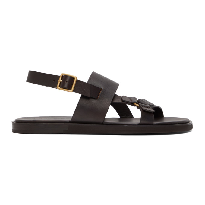 Ermenegildo Zegna Brown Calfskin Sandals