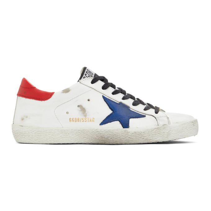 GOLDEN GOOSE WHITE & BLUE SUPER-STAR SNEAKERS