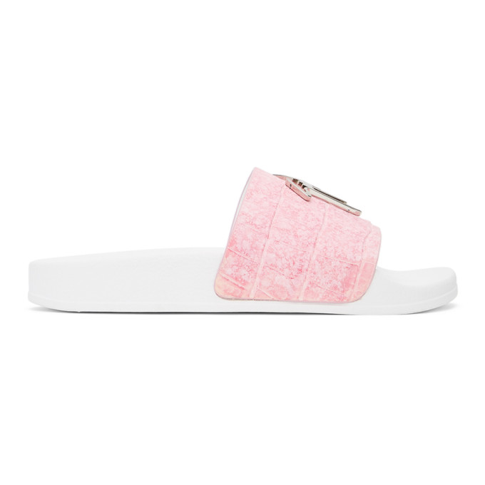 GIUSEPPE ZANOTTI PINK CROC BRETT POOL SLIDES