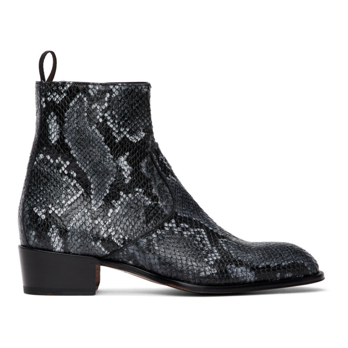 Giuseppe Zanotti Grey Python Seba Boots