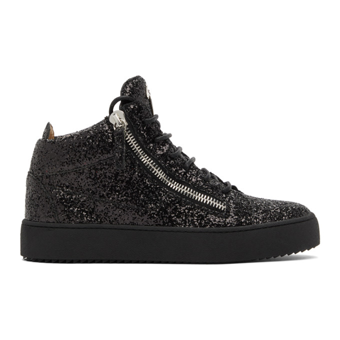 Giuseppe Zanotti Black Glitter Kriss High-Top Sneakers