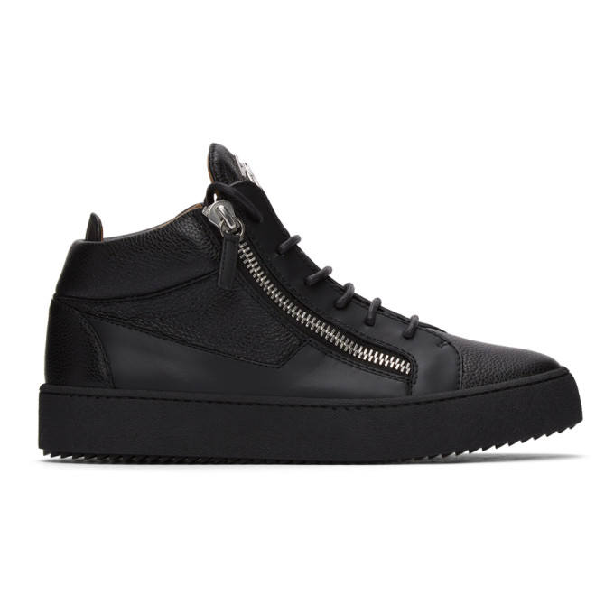 Giuseppe Zanotti Black Grained Kriss High-Top Sneakers