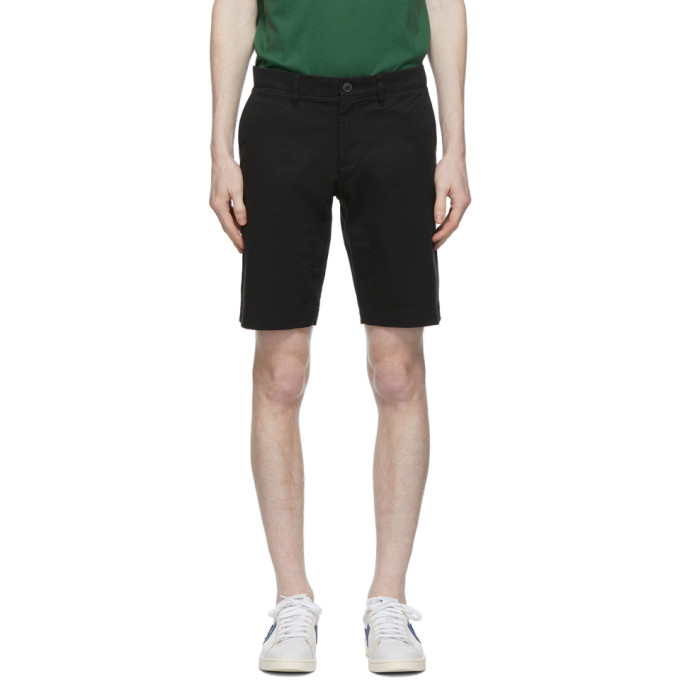 LACOSTE BLACK STRETCH GABARDINE SLIM FIT SHORTS