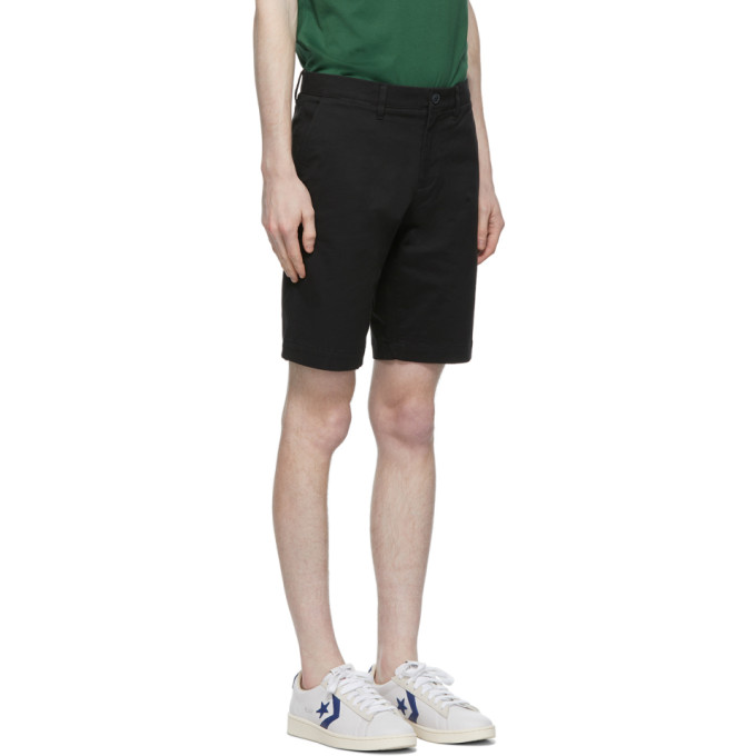 LACOSTE BLACK STRETCH GABARDINE SLIM FIT SHORTS