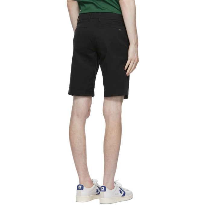 LACOSTE BLACK STRETCH GABARDINE SLIM FIT SHORTS