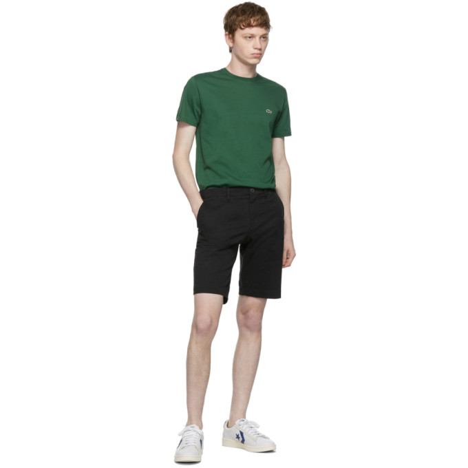 LACOSTE BLACK STRETCH GABARDINE SLIM FIT SHORTS