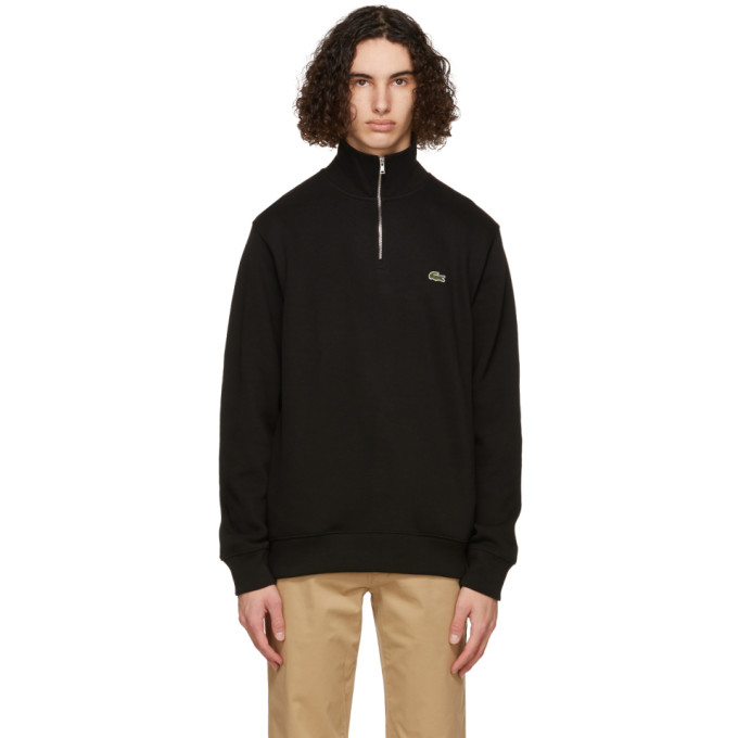 Lacoste Black Zippered Stand Collar Sweatshirt