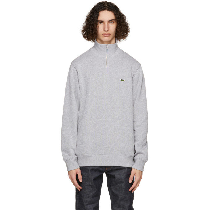 Lacoste Grey Zippered Stand Collar Sweatshirt