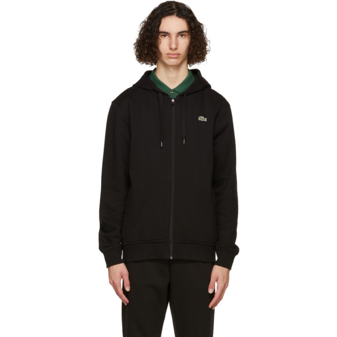 Lacoste Black Bi-Material Sport Zippered Hoodie