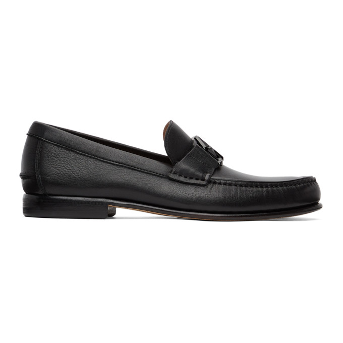 Ferragamo Black 'sf' Ornament Loafers In Nero Nude