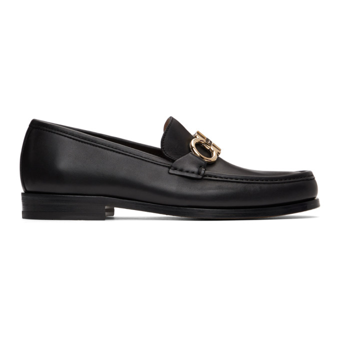 Salvatore Ferragamo Black Ornament Loafers