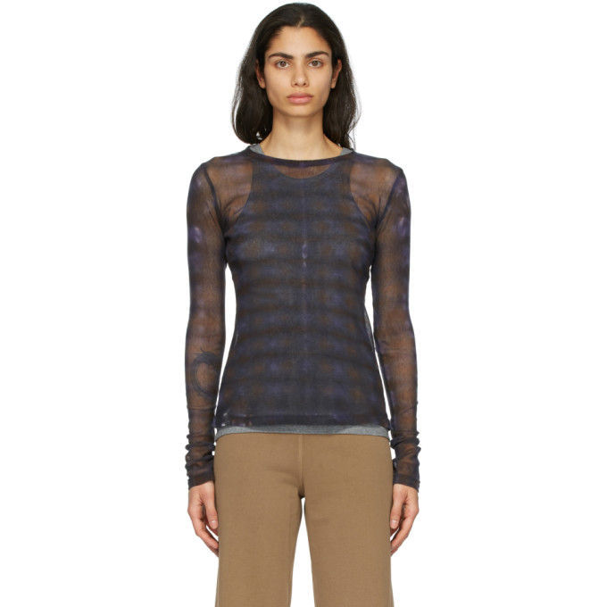 Raquel Allegra Purple Mesh Long Sleeve Top