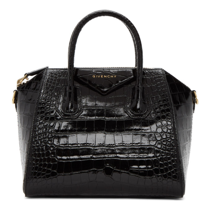 Givenchy Black Croc Small Antigona Bag