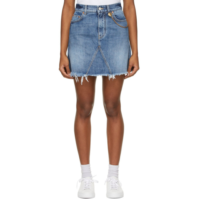 Givenchy Blue Denim 4G Chain Miniskirt