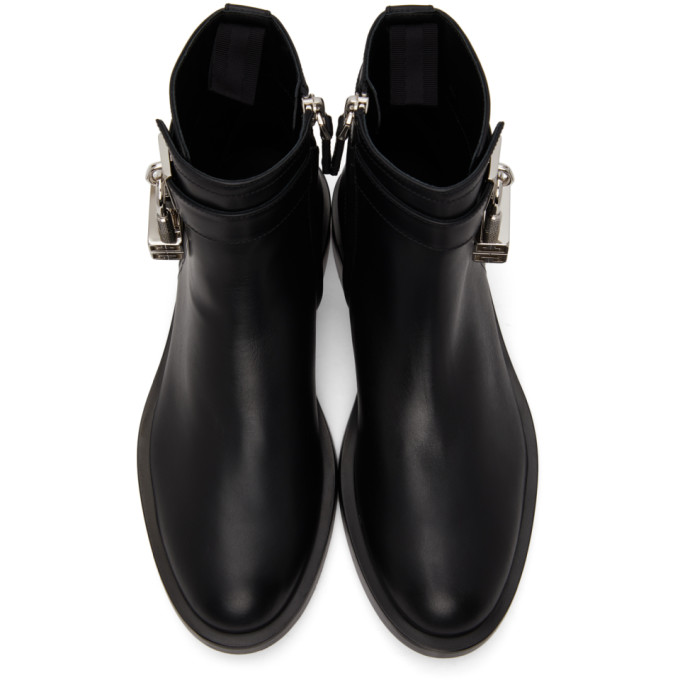GIVENCHY BLACK FLAT PADLOCK BOOTS