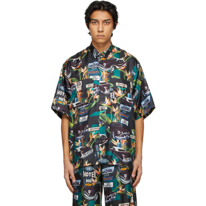 Givenchy Black and Green Silk Motel Shirt