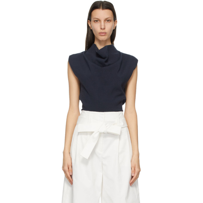 3.1 Phillip Lim Navy Cowl Neck Tank Top