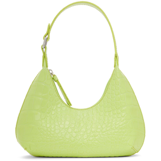 BY FAR Green Croc Baby Amber Shoulder Bag