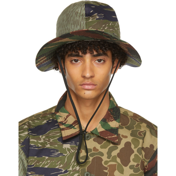 South2 West8 Khaki & Brown Camo Crusher Bucket Hat In Crazy Camo