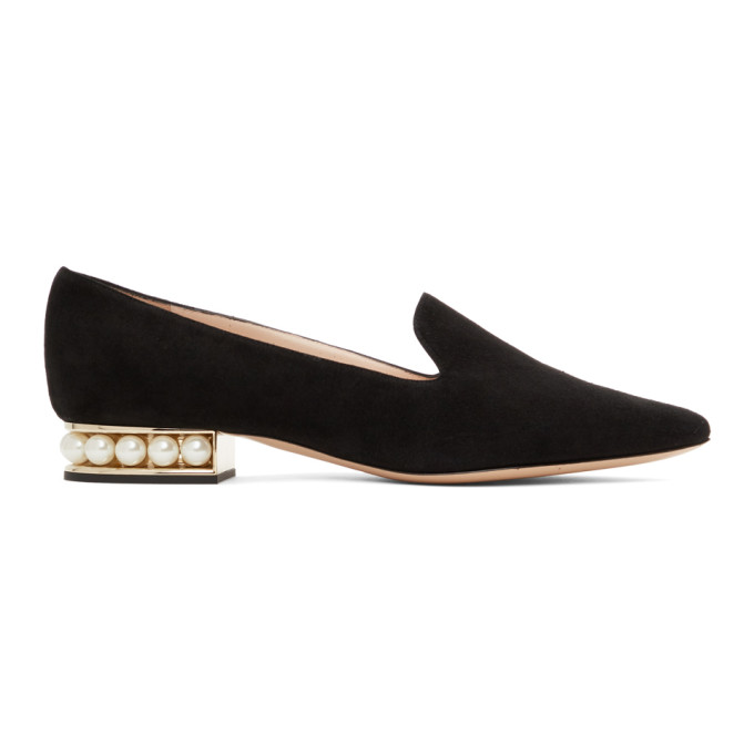 Nicholas Kirkwood Black Suede Casati Pearl Loafers