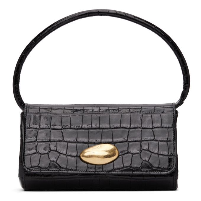 Little Liffner SSENSE Exclusive Black Croc Mini Baguette Bag