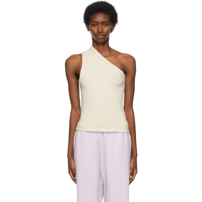 Extreme Cashmere Off-white N°108 Asymmetric Tank Top In Cream