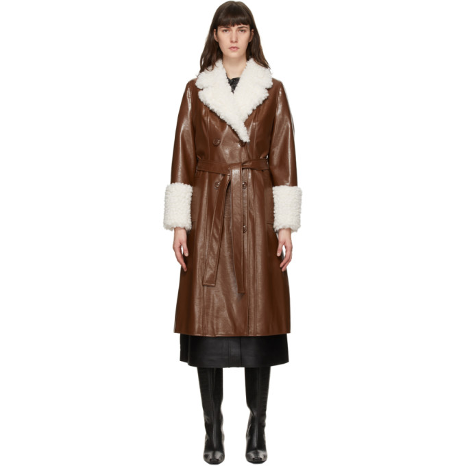 Stand Studio Brown Faux-Leather Genesis Coat