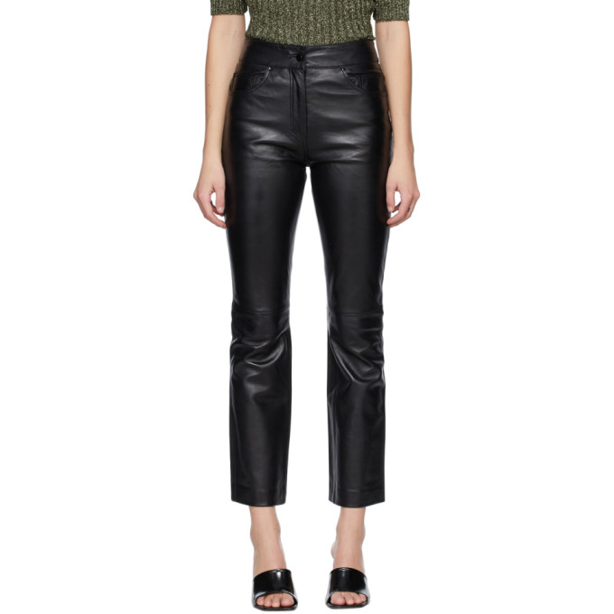 Stand Studio Black Leather Avery Crop Pants