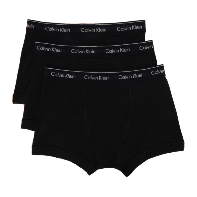 Calvin Klein Underwear Three-Pack Black Cotton Classic Fit Trunk Boxers