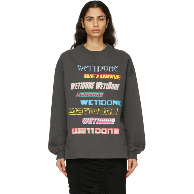 We11done Grey Front Logo Sweatshirt