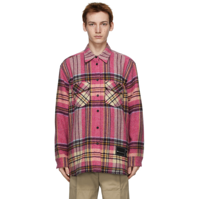 We11done Pink Wool Check Shirt