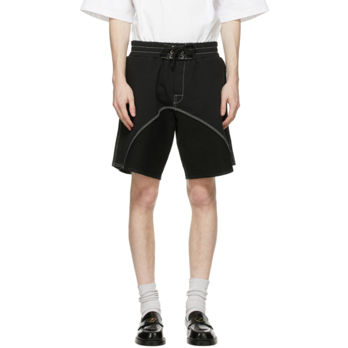 We11done Black Paneled Lounge Shorts