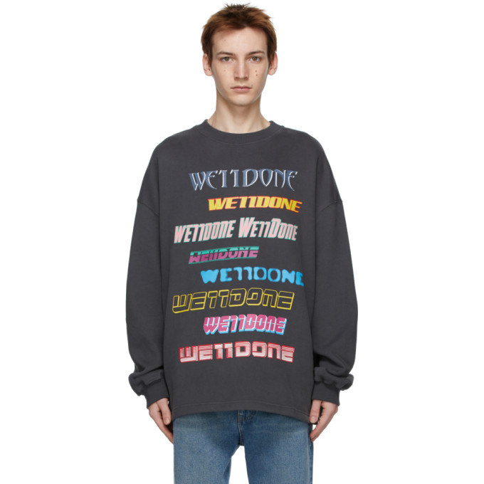 We11done Grey Fleece Logo Sweatshirt