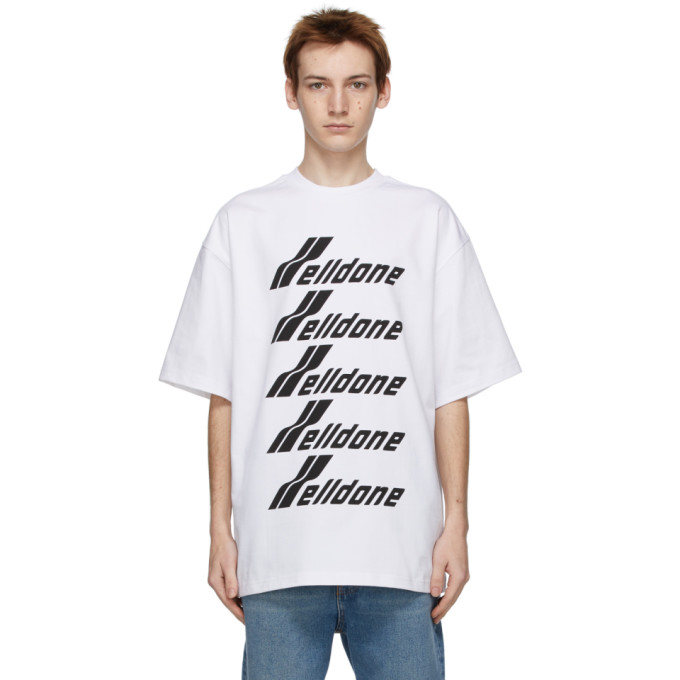 We11done White and Black Front Logo T-Shirt