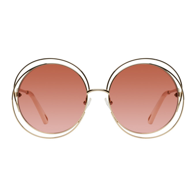 Chloe Gold and Pink Circular Spiralling Sunglasses