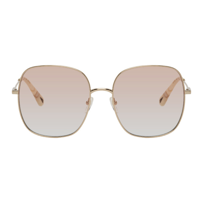 Chloe Rose Gold and Pink Metal Square Sunglasses