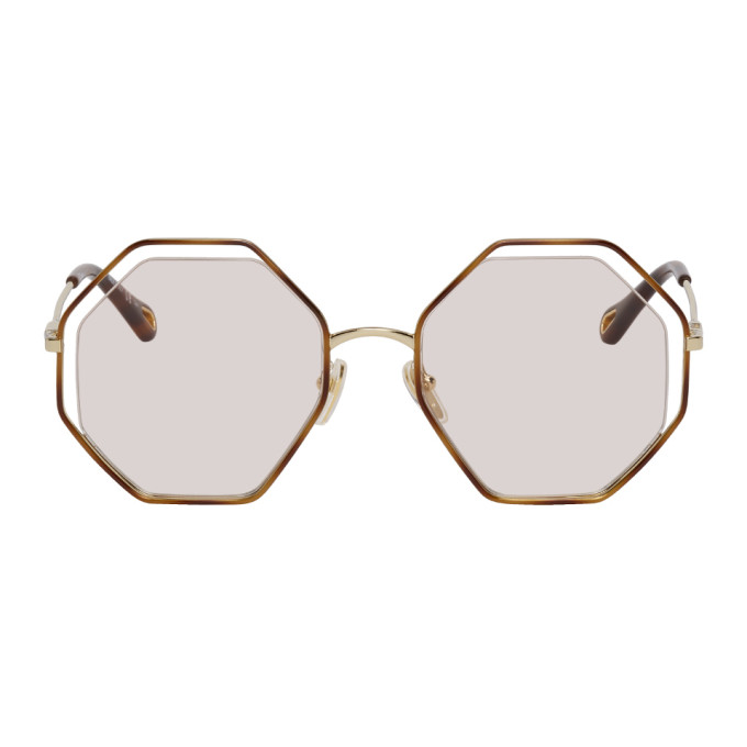 Chloe Gold and Tortoiseshell Poppy Octagonal Sunglasses