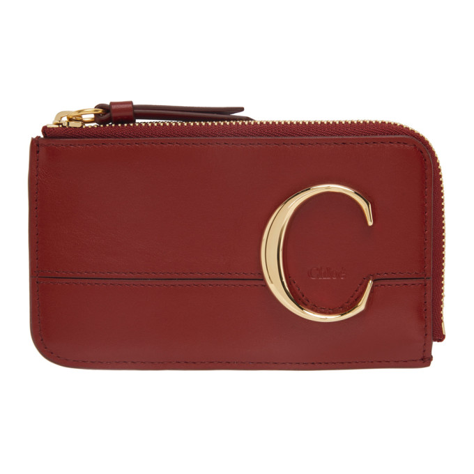 Chloe Red Small Chloe C Zip Around Card Holder