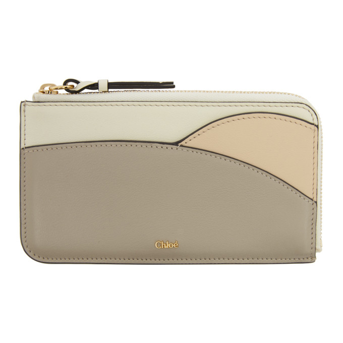 Chloe Grey and Taupe Walden Zip Card Holder