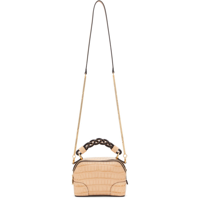 Chloe Beige Croc Mini Daria Chain Bag