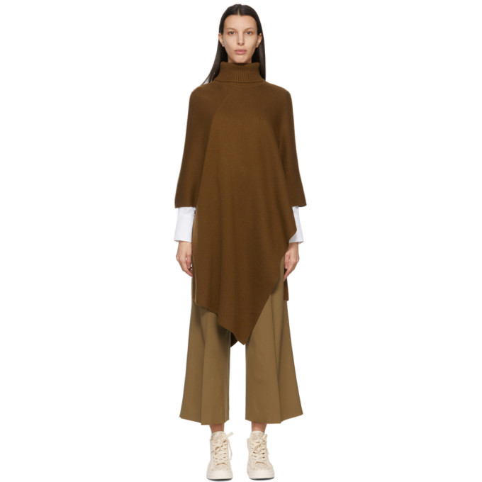 Chloe Khaki Cashmere Cape Turtleneck