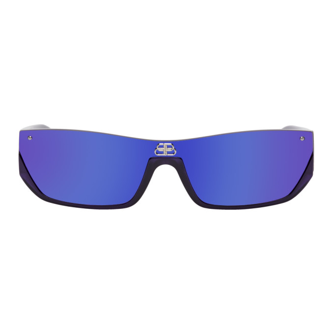 Balenciaga Purple Everyday Shield Rectangular Sunglasses