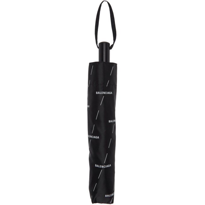 Balenciaga Black All Over Logo Umbrella