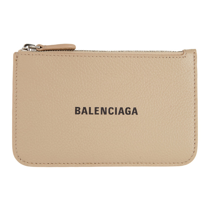 Balenciaga Beige Cash Zip Card Holder