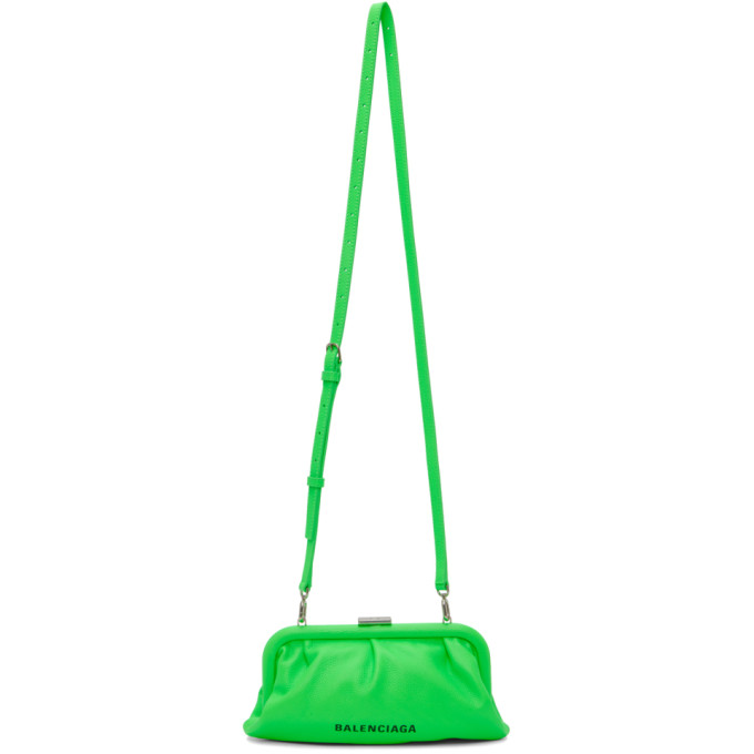 Click to view more detailed imagery on our partner's website Balenciaga Cloud Xs Leather Clutch In Fluo Green
