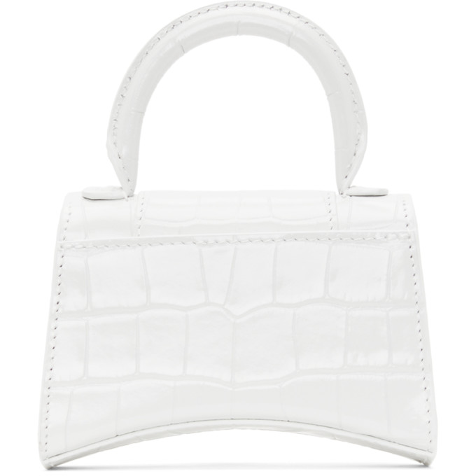 BALENCIAGA WHITE CROC MINI HOURGLASS BAG